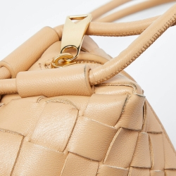 Pre Owned Bottega Veneta Beige Intrecciato Leather Mini Loop Camera Crossbody Bag