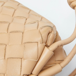 Pre Owned Bottega Veneta Beige Intrecciato Leather Mini Loop Camera Crossbody Bag