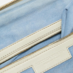 Pre Owned Bottega Veneta Cream Intrecciato Leather Frame Hobo