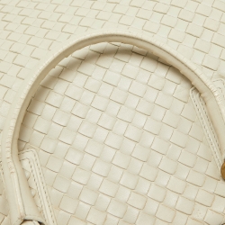 Pre Owned Bottega Veneta Cream Intrecciato Leather Frame Hobo