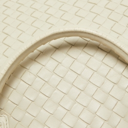 Pre Owned Bottega Veneta Cream Intrecciato Leather Frame Hobo