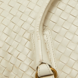 Pre Owned Bottega Veneta Cream Intrecciato Leather Frame Hobo