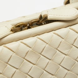 Pre Owned Bottega Veneta Cream Intrecciato Leather Frame Hobo