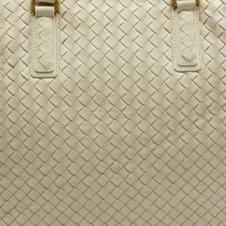 Pre Owned Bottega Veneta Cream Intrecciato Leather Frame Hobo