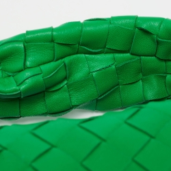 Pre Owned Bottega Veneta Green Intrecciato Leather Mini Jodie Hobo