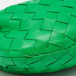 Pre Owned Bottega Veneta Green Intrecciato Leather Mini Jodie Hobo