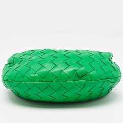 Pre Owned Bottega Veneta Green Intrecciato Leather Mini Jodie Hobo