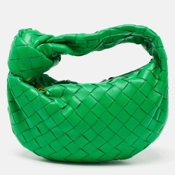 Pre Owned Bottega Veneta Green Intrecciato Leather Mini Jodie Hobo