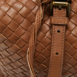 Pre Owned Bottega Veneta Brown Intrecciato Leather Zip Satchel