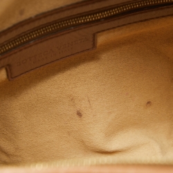 Pre Owned Bottega Veneta Brown Intrecciato Leather Zip Satchel