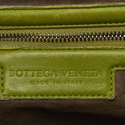 Pre Owned Bottega Veneta Green Intrecciato Leather Nodini Crossbody Bag