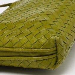 Pre Owned Bottega Veneta Green Intrecciato Leather Nodini Crossbody Bag