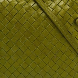 Pre Owned Bottega Veneta Green Intrecciato Leather Nodini Crossbody Bag