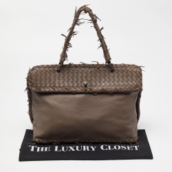 Pre Owned Bottega Veneta Beige Intrecciato Leather Top Handle Bag