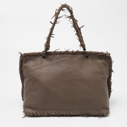 Pre Owned Bottega Veneta Beige Intrecciato Leather Top Handle Bag