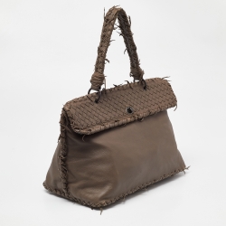 Pre Owned Bottega Veneta Beige Intrecciato Leather Top Handle Bag
