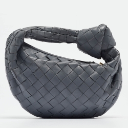 Pre Owned Bottega Veneta Grey Intrecciato Leather Mini Jodie Hobo