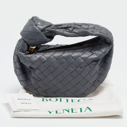 Pre Owned Bottega Veneta Grey Intrecciato Leather Mini Jodie Hobo