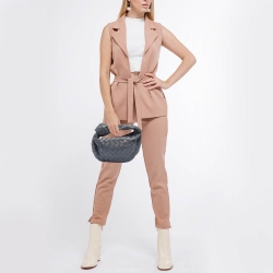 Pre Owned Bottega Veneta Grey Intrecciato Leather Mini Jodie Hobo