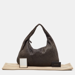 Pre Owned Bottega Veneta Brown Intrecciato Leather Large Veneta Hobo