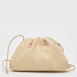 Pre Owned Bottega Veneta Light Beige Leather Mini The Pouch Bag