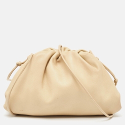 Pre Owned Bottega Veneta Light Beige Leather Mini The Pouch Bag