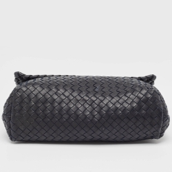 Pre Owned Bottega Veneta Navy Blue Intrecciato Leather Medium Olimpia Flap Shoulder Bag