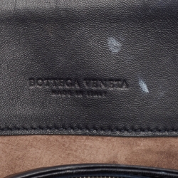Pre Owned Bottega Veneta Navy Blue Intrecciato Leather Medium Olimpia Flap Shoulder Bag
