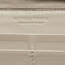 Bottega Veneta Grey Intrecciato Leather Zip Around Wallet