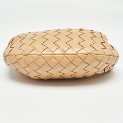 Pre Owned Bottega Veneta Beige Intrecciato Leather Mini Jodie Hobo