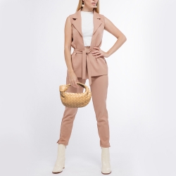 Pre Owned Bottega Veneta Beige Intrecciato Leather Mini Jodie Hobo