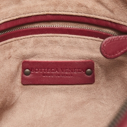 Pre Owned Bottega Veneta Dark Red Intrecciato Leather Nodini Crossbody Bag