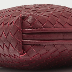 Pre Owned Bottega Veneta Dark Red Intrecciato Leather Nodini Crossbody Bag