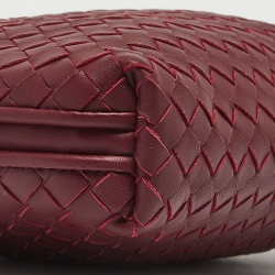 Pre Owned Bottega Veneta Dark Red Intrecciato Leather Nodini Crossbody Bag