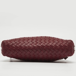 Pre Owned Bottega Veneta Dark Red Intrecciato Leather Nodini Crossbody Bag