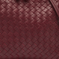 Pre Owned Bottega Veneta Dark Red Intrecciato Leather Nodini Crossbody Bag