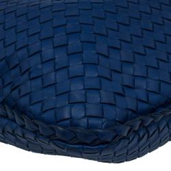 Pre Owned Bottega Veneta Atlantic Blue Nappa Leather Intrecciato Hobo