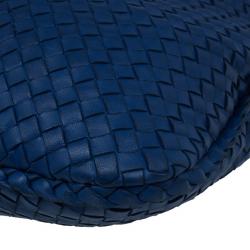 Pre Owned Bottega Veneta Atlantic Blue Nappa Leather Intrecciato Hobo