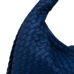 Pre Owned Bottega Veneta Atlantic Blue Nappa Leather Intrecciato Hobo