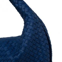 Pre Owned Bottega Veneta Atlantic Blue Nappa Leather Intrecciato Hobo