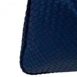 Pre Owned Bottega Veneta Atlantic Blue Nappa Leather Intrecciato Hobo