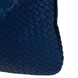 Pre Owned Bottega Veneta Atlantic Blue Nappa Leather Intrecciato Hobo
