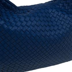Pre Owned Bottega Veneta Atlantic Blue Nappa Leather Intrecciato Hobo