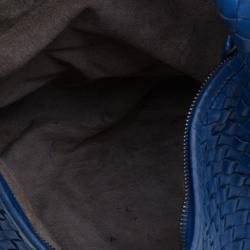 Pre Owned Bottega Veneta Atlantic Blue Nappa Leather Intrecciato Hobo