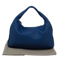 Pre Owned Bottega Veneta Atlantic Blue Nappa Leather Intrecciato Hobo