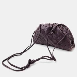 Pre Owned Bottega Veneta Purple Leather Mesh Butter Crossbody Bag