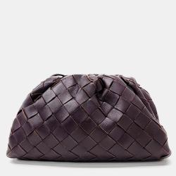 Pre Owned Bottega Veneta Purple Leather Mesh Butter Crossbody Bag