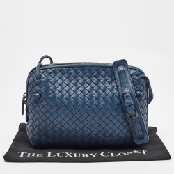 Pre Owned Bottega Veneta Teal Intrecciato Leather Nodini Crossbody Bag