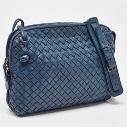 Pre Owned Bottega Veneta Teal Intrecciato Leather Nodini Crossbody Bag