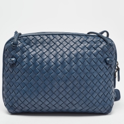 Pre Owned Bottega Veneta Teal Intrecciato Leather Nodini Crossbody Bag